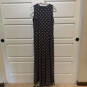 Lauren Ralph Lauren Jumper Women 10 Black White Polka Dot Maxi Sleeveless Belted